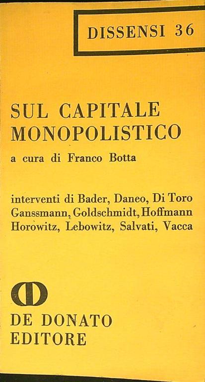 Sul capitale monopolistico - Franco Botta - copertina