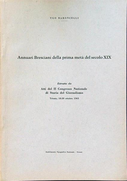 Annuari bresciani della prima metà del secolo XIX (estratto) - copertina