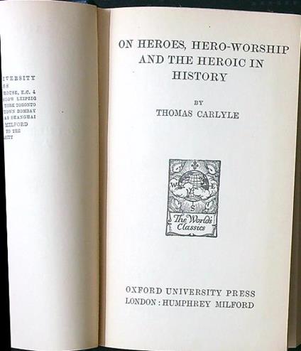 On Heroes, Hero-Worship and the Heroic in History - Thomas Carlyle - copertina