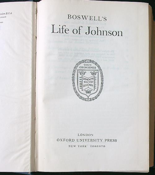 Life of Johnson - James Boswell - copertina