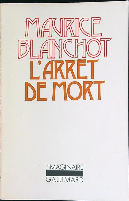 L' arret de mort - Maurice Blanchot - copertina