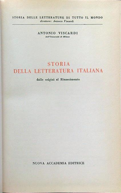 Storia della letteratura italiana - Antonio Viscardi - copertina