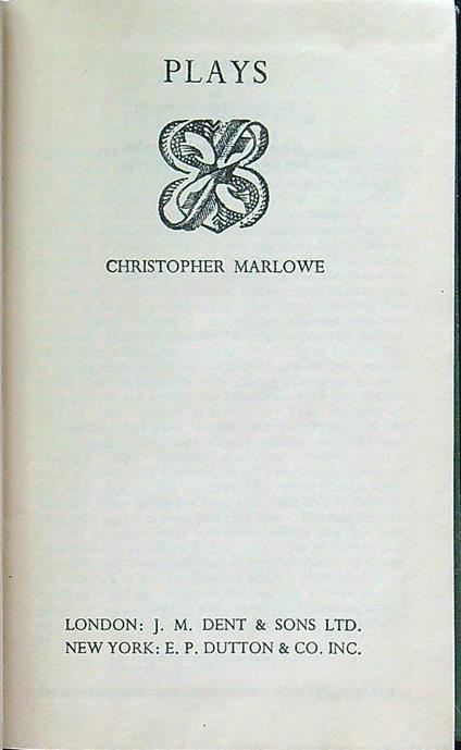 Plays - Christopher Marlowe - copertina