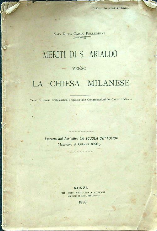 Meriti di S. Arialdo verso la chiesa milanese - Carlo Pellegrini - copertina