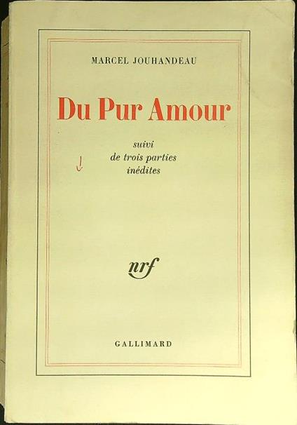 Du pur amour - Marcel Jouhandeau - copertina