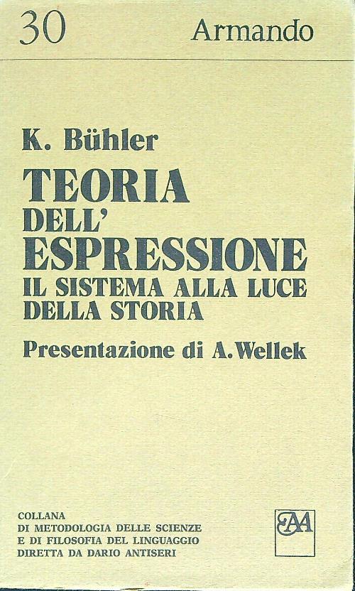 Teoria dell'espressione.Il sistema alla luce della storia - Karl Bühler - copertina