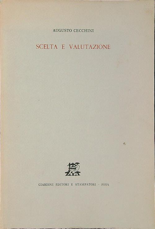 Scelta e valutazione - Augusto Cecchini - copertina