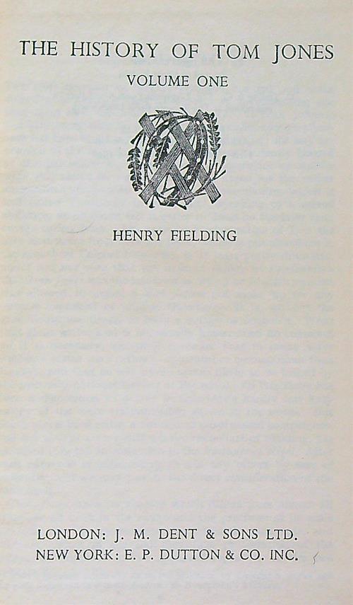The History of Tom Jones. Volume one - Henry Fielding - copertina