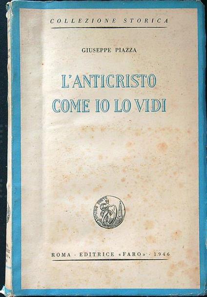 L' anticristo come io lo vidi - Giuseppe Piazza - copertina