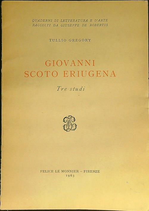 Giovanni Scoto Euriugena - Tullio Gregory - copertina