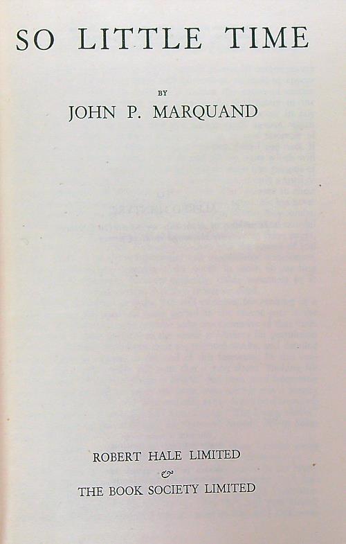 So little time - John Marquand - copertina