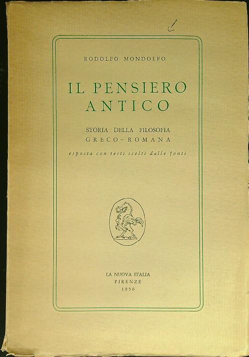 Il pensiero antico - Rodolfo Mondolfo - copertina