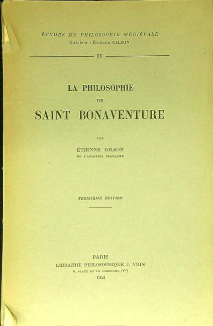 La philosophie de Saint Bonaventure - Étienne Gilson - copertina