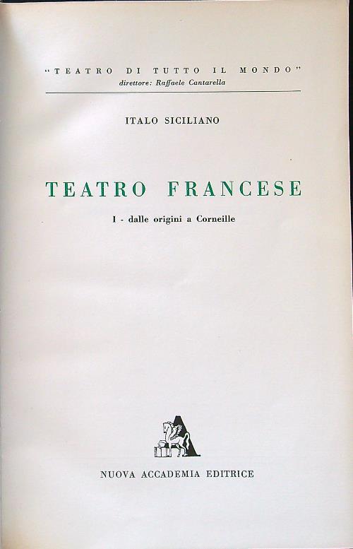 Teatro francese I - Italo Siciliano - copertina