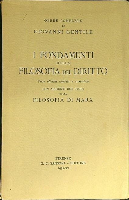 I fondamenti di filosofia del diritto - Giovanni Gentile - copertina