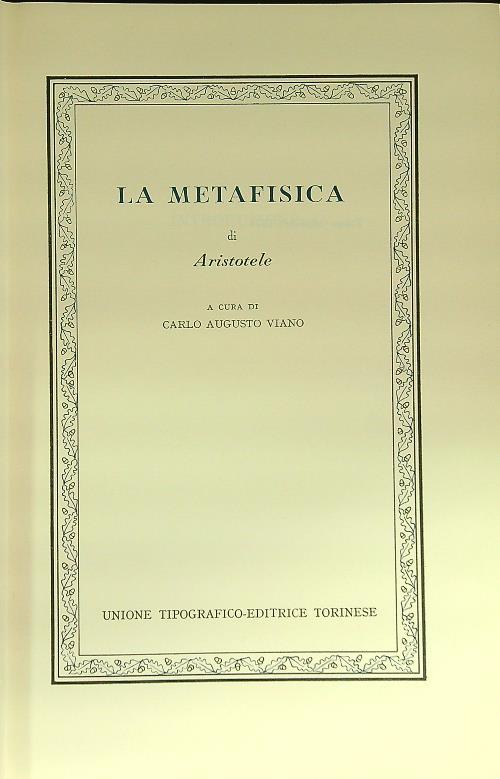 La metafisica - Aristotele - copertina