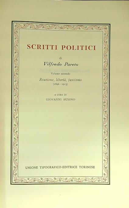 Scritti politici vol. 2 - Vilfredo Pareto - copertina