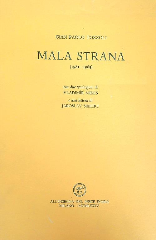 Mala strana (1981-1985) - G. Paolo Tozzoli - copertina