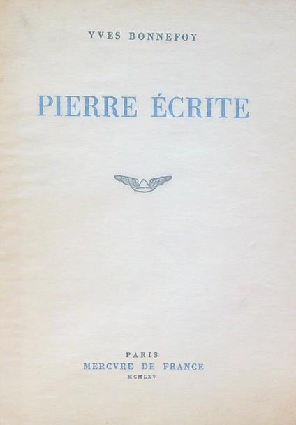 Pierre ecrite - Yves Bonnefoy - copertina