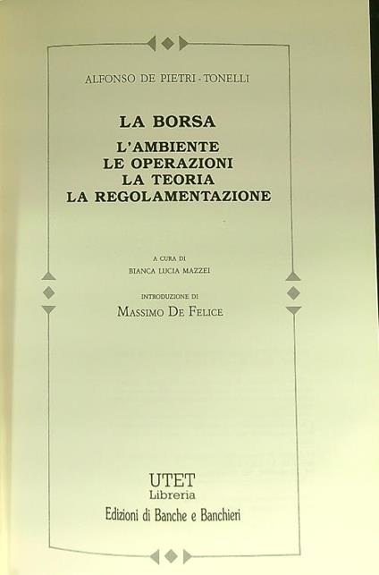 La Borsa - Alfonso De Pietri Tonelli - copertina