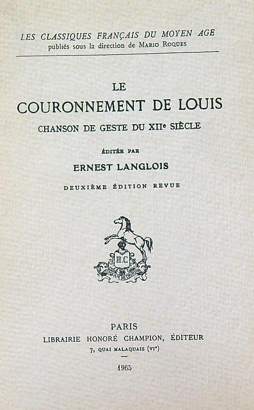 Le couronnement de Louis : chanson de geste du XIIe siècle - copertina