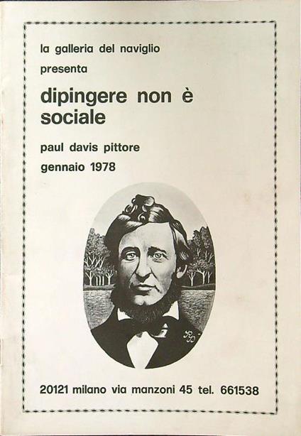 Dipingere non è sociale. Paul Davis pittore gennaio 1978 - copertina