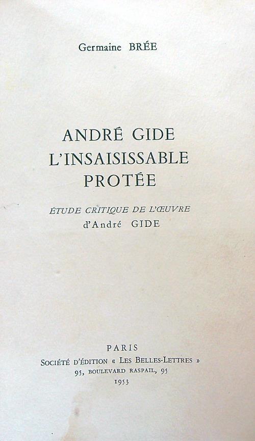André gide: l'insaisissable protée - copertina