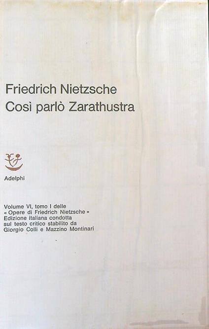 Così parlò Zarathustra - Friedrich Nietzsche - copertina