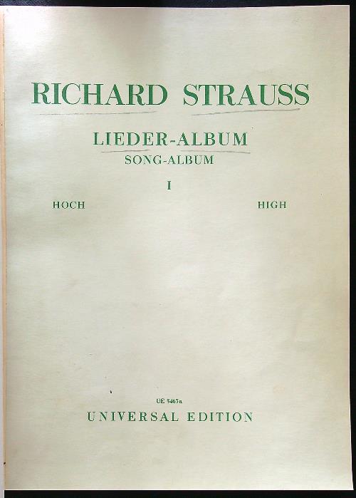 Richard Strauss Lieder-album Hoch-Tief-Mittel 4vv in unica rilegatura - copertina