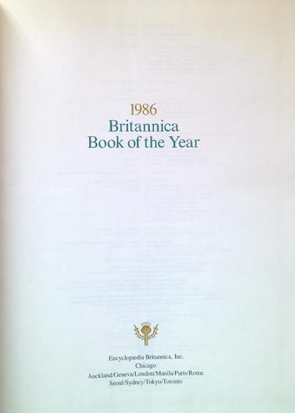 Encyclopaedia Britannica 1986 Book of the Year. Events of 1985 - copertina
