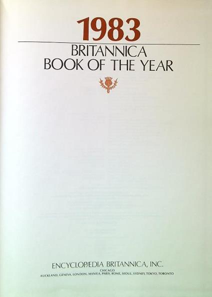 Encyclopaedia Britannica 1983 Book of the Year. Events of 1982 - copertina
