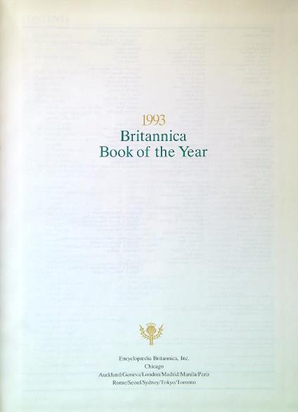 Encyclopaedia Britannica 1993 Book of the Year. Events of 1992 - copertina