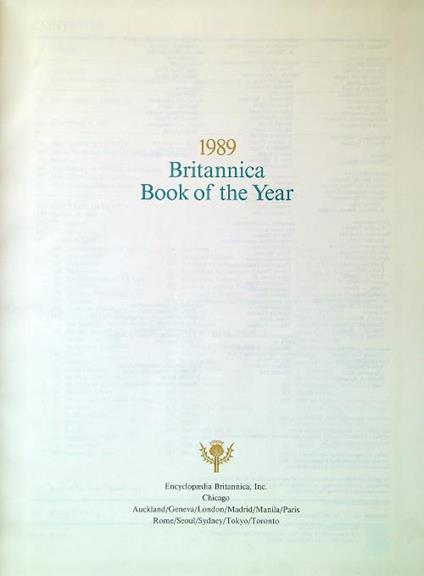 Encyclopaedia Britannica 1989 Book of the Year. Events of 1988 - copertina