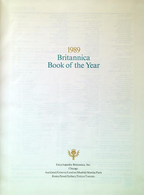 Encyclopaedia Britannica 1989 Book of the Year. Events of 1988 - copertina