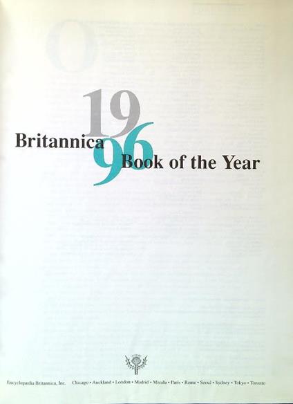 Encyclopaedia Britannica 1996 Book of the Year. Events of 1995 - copertina