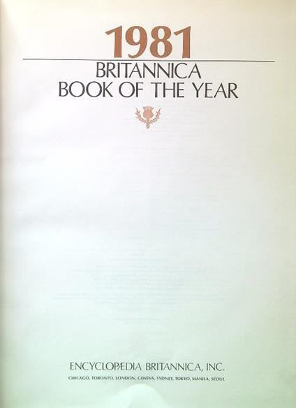 Encyclopaedia Britannica 1981 Book of the Year. Events of 1980 - copertina