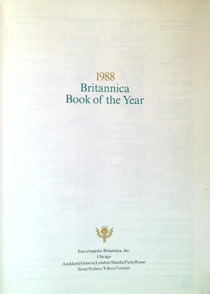 Encyclopaedia Britannica 1988 Book of the Year. Events of 1987 - copertina