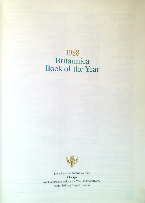 Encyclopaedia Britannica 1988 Book of the Year. Events of 1987 - copertina