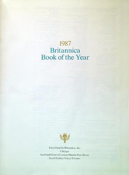Encyclopaedia Britannica 1987 Book of the Year. Events of 1986 - copertina