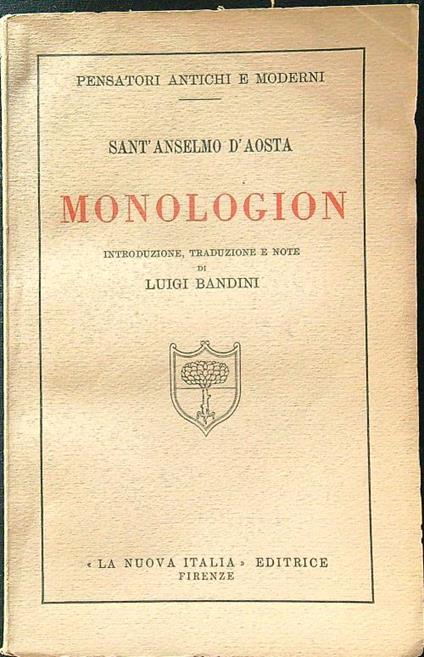 Monologion - Anselmo d'Aosta (sant') - copertina