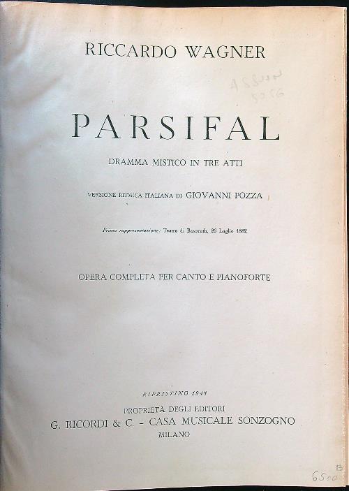 Parsifal - Richard Wagner - copertina