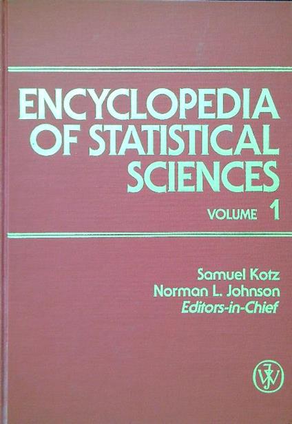 Encyclopedia of Statistical Sciences. Volume 1 - copertina