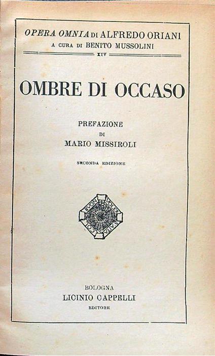 Ombre di occaso - Alfredo Oriani - copertina