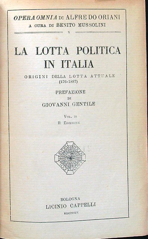 La lotta politica in Italia vol. II - Alfredo Oriani - copertina