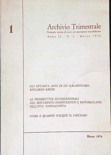 Archivio trimestrale 1/marzo 1976 - copertina