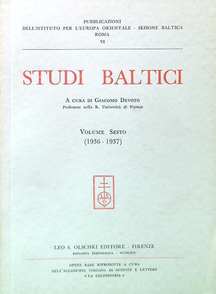 Studi Baltici - Vol. VI (1936-1937) - Giacomo Devoto - copertina