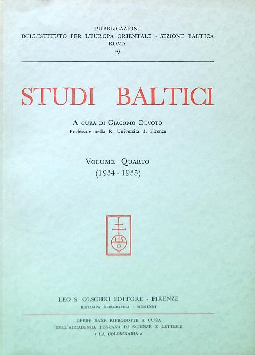 Studi Baltici - Vol. IV (1934-1935) - Giacomo Devoto - copertina