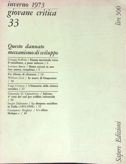 Giovane critica 33/Inverno 1973 - copertina