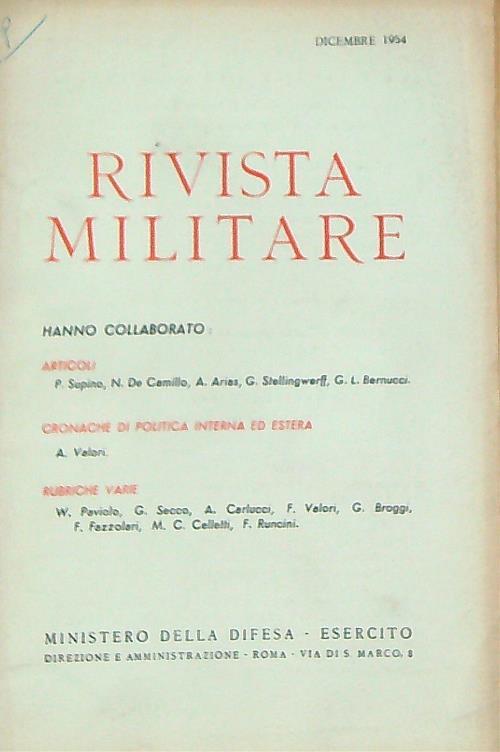 Rivista militare 12/ dicembre 1954 - copertina