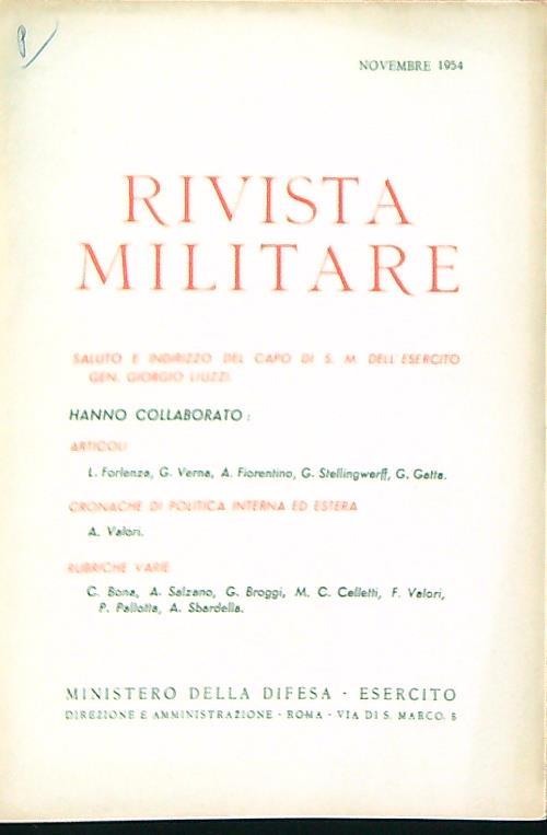 Rivista militare 11/Novembre 1954 - copertina